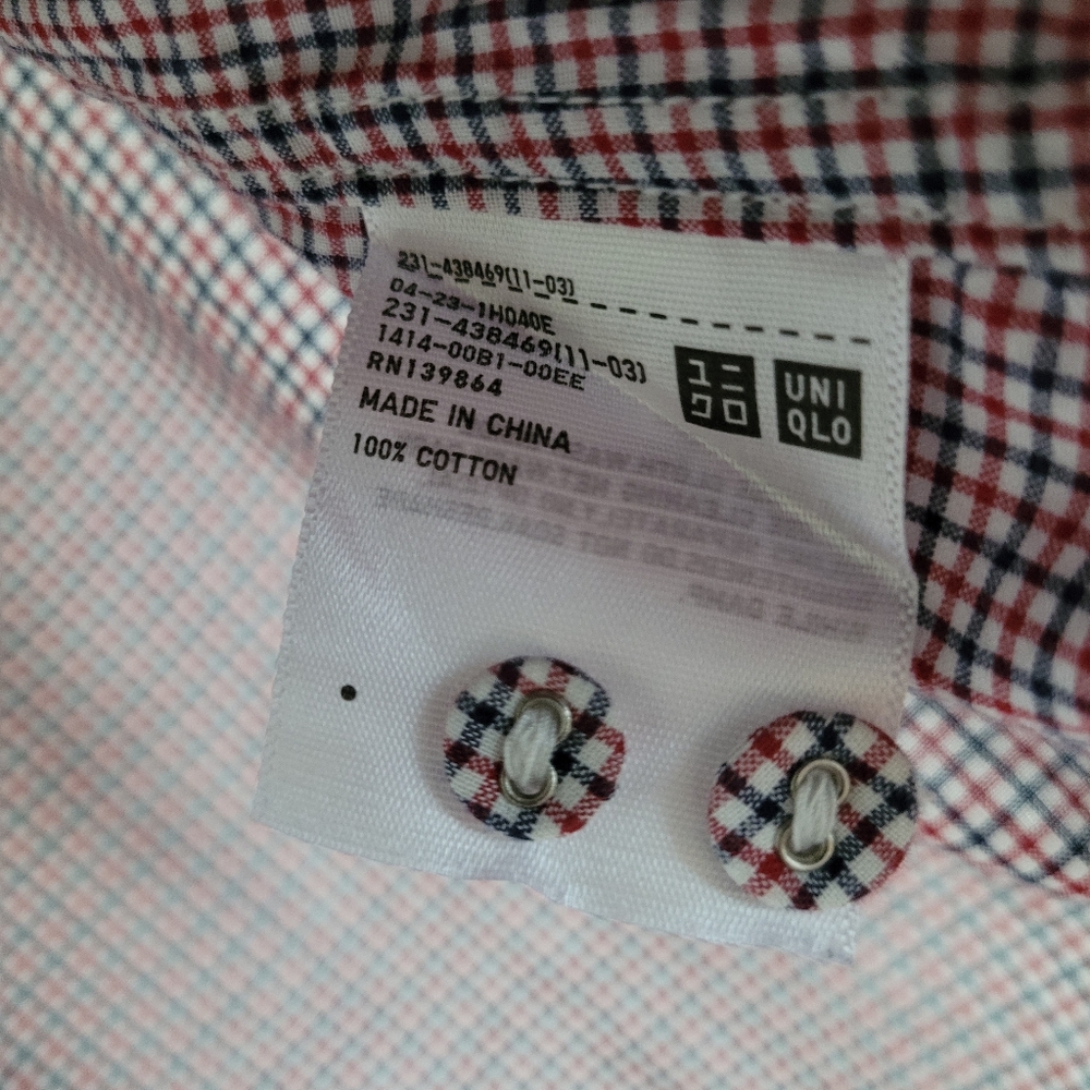 Uniqlo Ines de La Fressange Paris Button Up Shirt Checkered Red Blue White Small - Picture 4 of 5
